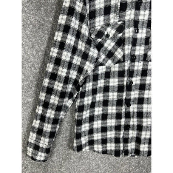 Amplify Lightweight Hooded Button Up Flannel Shirt Mens Large‎ Long Sleeve Black - Picture 7 of 15